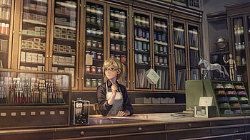 Store, anime girl, original, art HD wallpaper