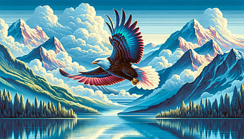 Majestic Bald Eagle - Mountain Scenery, bald eagle, eagle, mountain, cloud, lake HD wallpaper