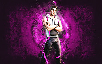 Fortnite White Hi Hat Skin, Fortnite, main characters, purple stone background, White Hi Hat, Fortnite skins, White Hi Hat Skin, White Hi Hat Fortnite, Fortnite characters HD wallpaper