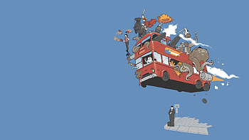 Vector, Animals, Sky, Flight, Comic, Bus HD wallpaper