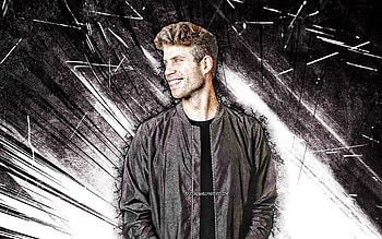 Tujamo, grunge art, german rapper, music stars, Matthias Richter, white abstract rays, german celebrity, Tujamo HD wallpaper