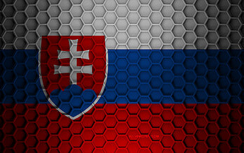 Slovakia flag, 3d hexagons texture, Slovakia, 3d texture, Slovakia 3d flag, metal texture, flag of Slovakia HD wallpaper