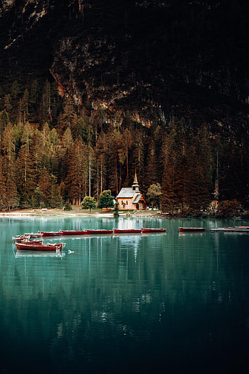 Landscape, Nature, Boats, Building, Lake, Forest HD phone wallpaper