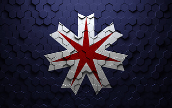 Flag of Hokkaido, honeycomb art, Hokkaido hexagons flag, Hokkaido, 3d hexagons art, Hokkaido flag HD wallpaper