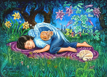 Sleep like an angel, cat, nature, fantasy, color HD wallpaper