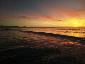 Golden Sunset Wave At Marina State Beach California, sunset, waves, nature HD wallpaper