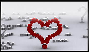 heart blocks!, white, cute, nice, 3d, abstract, pretty, love, red, heart, lovely, blocks HD wallpaper