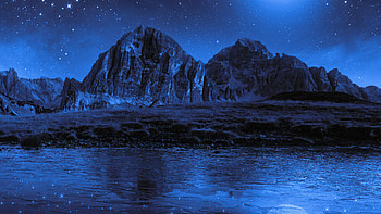 Night Beach Moon Stars Landscape Mountains, moon, stars, landscape, mountains, stars, nature HD wallpaper