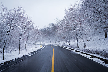 Snow Road Winter Ice Scenery , snow, winter, ice, scenery, trees, road HD wallpaper