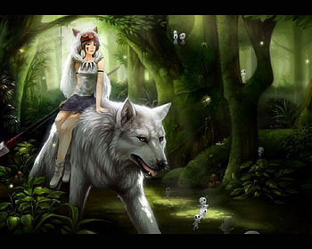 The wolf a friend of a girl, Wolf, Anime, Girl, Cute HD wallpaper