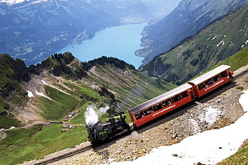 Train, view, nature, mountain HD wallpaper