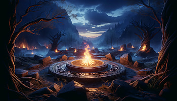 Enchanting Fire Pit Night -, fire pit, fantasy, campfire, night, mystical HD wallpaper