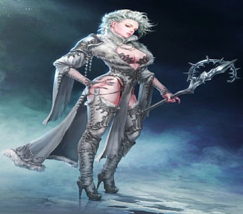 Sorceress Of The North, wand, fantasy, snow, woman, ice HD wallpaper