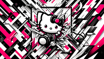 Hello Kitty Abstract Art, Hello Kitty, sanrio, Digital Art, pink, graphic design HD wallpaper