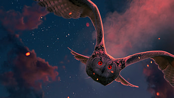 Owl Red Eyes , owl, birds, artist, artwork, digital-art HD wallpaper
