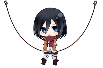 Chibi Mikasa Ackerman, chibi, titan, anime, attack, cute, adorable, small, on HD wallpaper