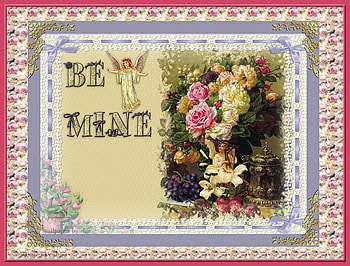 Victorian Be Mine, valentine, hearts, flowers, lace, angel, victorian HD wallpaper