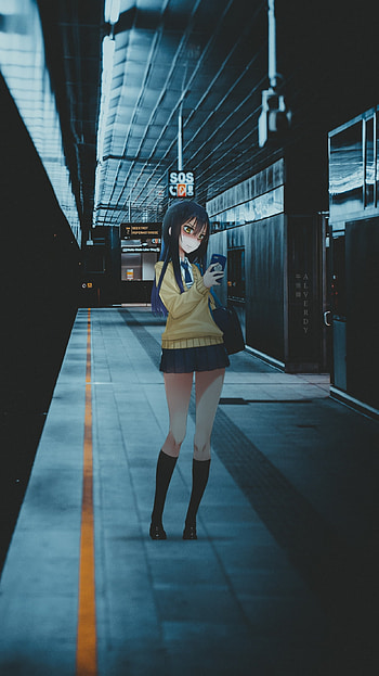 Miko Yotsuya, anime x reality, anime waifu, subway, waifu, mieruko-chan, anime aesthetic, anime , anime HD phone wallpaper