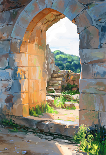 Art, Building, Arch, Paints, Ruin, Ruins HD phone wallpaper