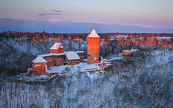 Turaida Castle in Latvia, Turaida, winter, Latvia, castle HD wallpaper