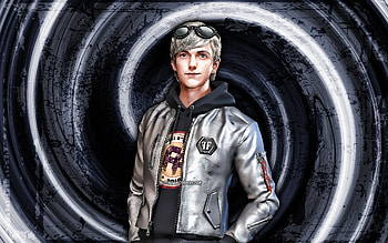 Maxim, GFF, gray grunge background, Garena Fire, vortex, Garena Fire characters, Maxim Skin, Fire Battlegrounds, Maxim Fire HD wallpaper