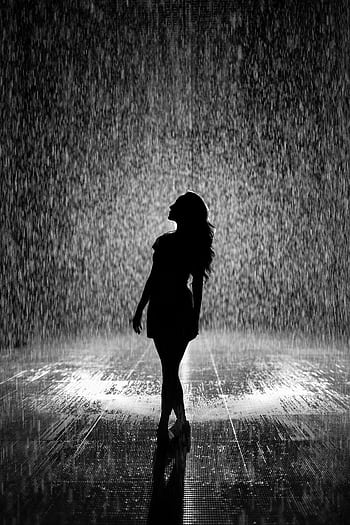 Artistic silhouette of a woman enjoying the rain. Backlit and dramatic. HD phone wallpaper