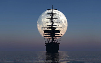 Ship, Sunset, Miscellaneous, Sea, Moon, Miscellanea HD wallpaper