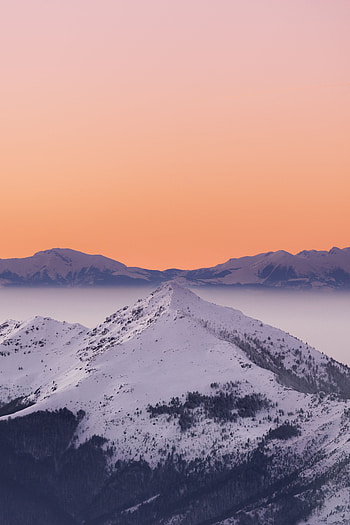 Sunset, minimal, glacier, peaks, mountains HD phone wallpaper