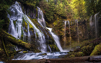 Waterfall in Washington, USA, waterfall, nature, America, forest HD wallpaper