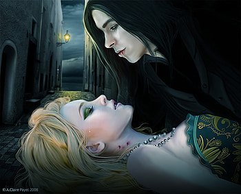My Immortal, night, abstract, fantasy, vampire, woman, beauty, dark HD wallpaper