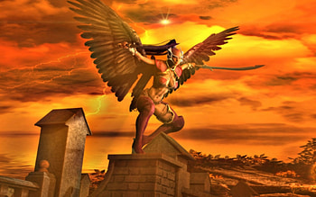 The Last Angel, wings, alone, cityred sky, angel, buildings, last, winged, finished, clouds, sky HD wallpaper