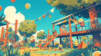 Sunny Playground Fun, Playground, child, Fun, colorful HD wallpaper