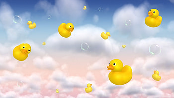 Floating rubber ducks and bubbles HD wallpaper