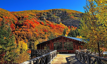 Mountain chalet, autumn, sky, chalet, mountains HD wallpaper