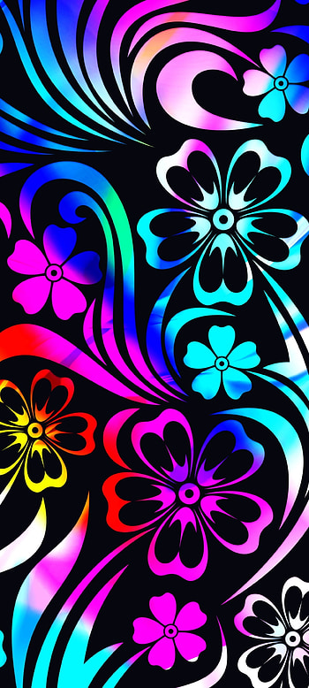 Colorful flower, aqua, magenta, dark HD phone wallpaper