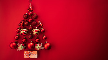 Red Glitter Christmas Balls Gift Boxes In Red Background Christmas HD wallpaper