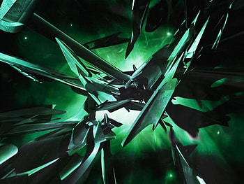 Broken Metal Pieces, floating, green tones, metal objects HD wallpaper