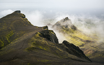 Iceland's mountains, clouds, nature HD wallpaper