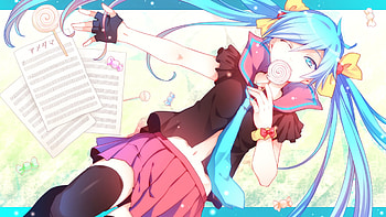 Hatsune Miku, Vocaloid idol, Music video game, Beautiful green-haired character HD wallpaper
