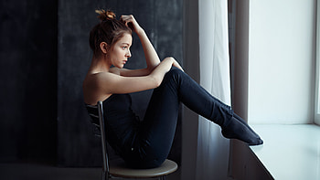 Girl Gazing Beyond The Window, girls, model HD wallpaper