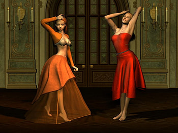 Red and Orange, girl, abstract, dress, fantasy HD wallpaper