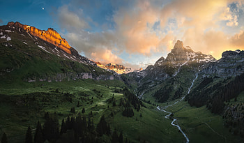 Flying Over The Valley At Sunset, nature, sunset HD wallpaper