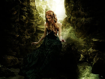 Dark Green, lady, fantasy, dark, green HD wallpaper