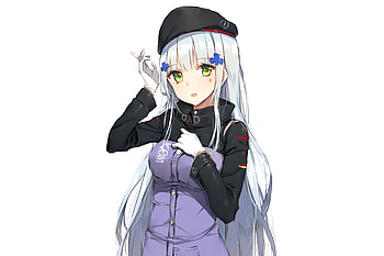 Green eyes, anime girl, HK416, girls frontline HD wallpaper