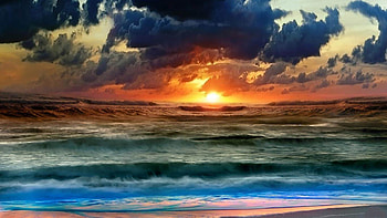 Spectacular-Sunset, sunsets, colors, beautiful, nice, beach, clouds, nature, sky, sun HD wallpaper