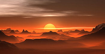 Sunset, mist, desert, horizon HD wallpaper