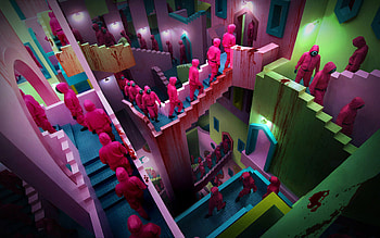 Immersive , Squid Game backdrop, Intense atmosphere, Captivating visuals HD wallpaper