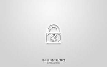 Fingerprint padlock 3d icon, white background, 3d symbols, Fingerprint padlock, technology icons, 3d icons, Fingerprint padlock sign, technology 3d icons HD wallpaper
