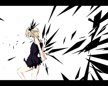 Shattered..., anime girl, wings, black, cute, red eyes, beautiful, blonde hair, beauty HD wallpaper