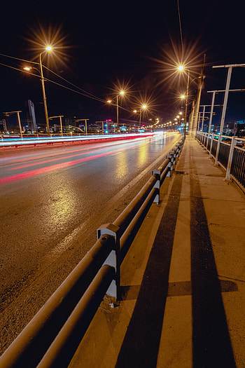 Cities, Night, Lights, Road, Lanterns, Bridge HD phone wallpaper